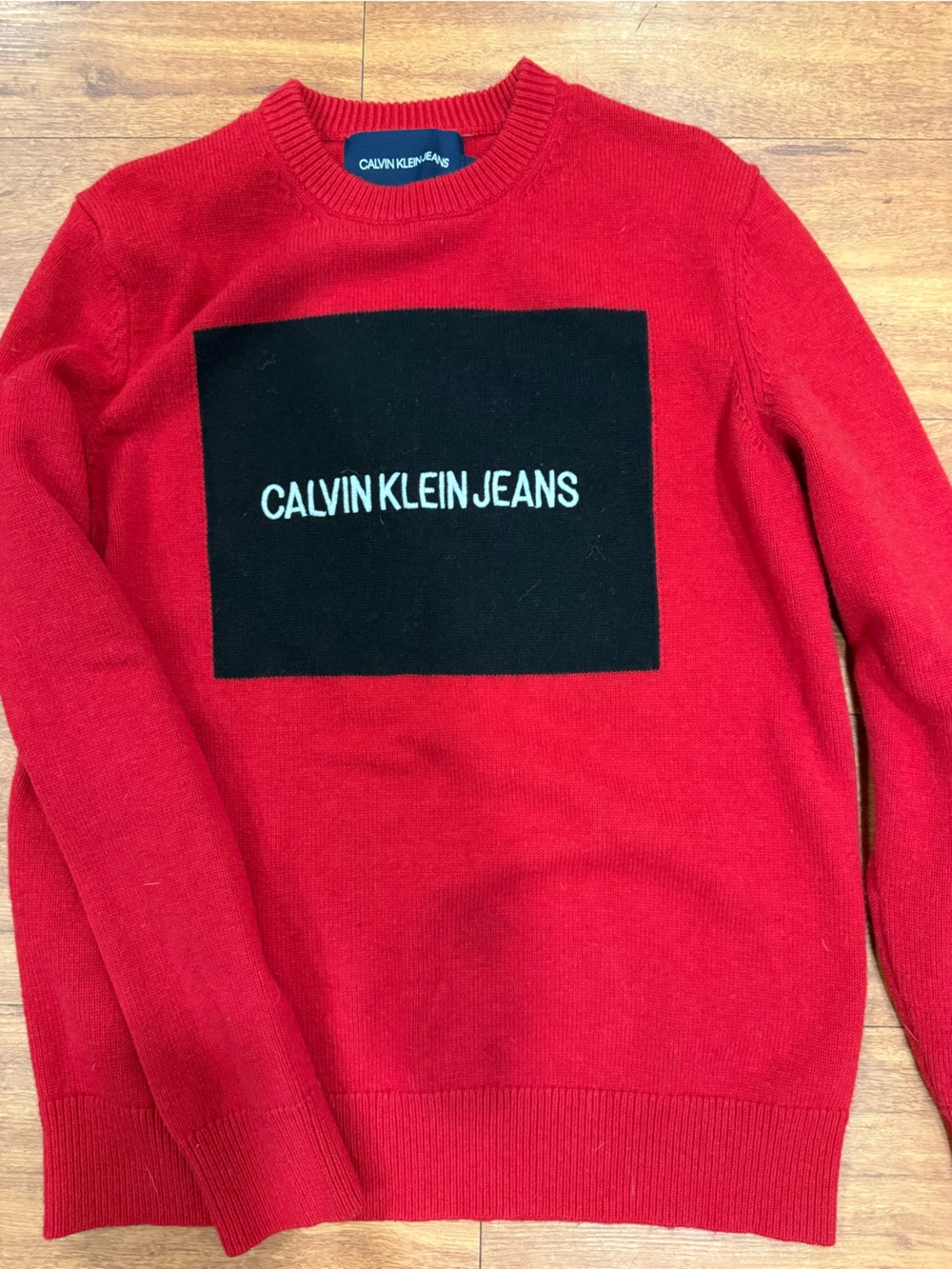 VINTAGE CALVIN KLEIN JEANS PULLOVER CREWNECK SWEATER RED - Medium